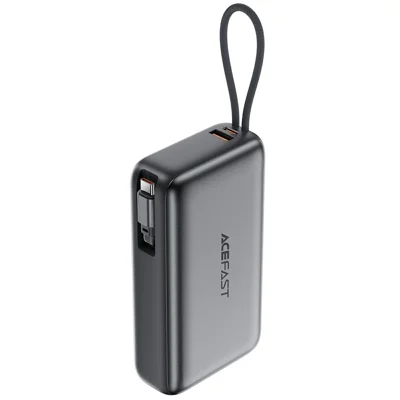 ACEFAST M34-20000 20000mAh Power Bank PD 45W Fast Charging Battery Pack Portable Charger with Retractable Cable - Metal Grey