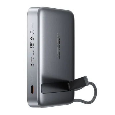 ACEFAST M40 10000mAh 22,5 W magnetisk trådlös laddare med batteri, hållare och kabel – metallgrå