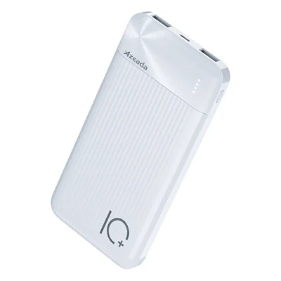 AZEADA AZ-P08 10000mAh Portable Charger Power Bank Dual USB Output LED Display for Travel - White