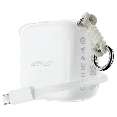 ACEFAST M42 22.5W Fast Charging Power Bank Portable Charger with Retractable Type-C Cable for Outdoor Travel - White