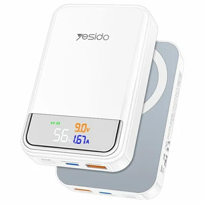 YESIDO YP103 10000mAh 22.5W Fast Charging Magnetic Wireless Power Bank with Dynamic Color Screen - White