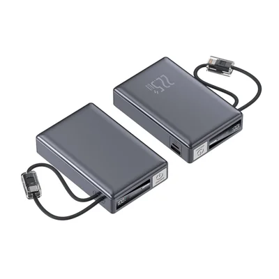 YM-1223 20000mAh 22,5 W snel oplaadbare powerbank met USB-C- en iP-kabel voor onderweg - Verkleuring