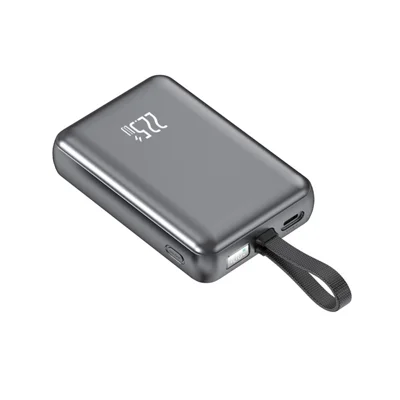 YM-1254 20000mAh Power Bank 22,5W Schnellladung mit Digitalanzeige und integriertem Kabel – Tarnung
