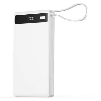 YF-P36 10000mAh 22,5W snelladerpowerbank met ingebouwde Type-C / iP-kabels, USB-C / USB-A-poorten - Wit