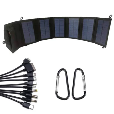 20W Portable Outdoor Dual USB Solar Charger 6 Folding Solar Panels Phone Charging Power Bank