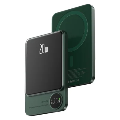 Q9 PD 20W 10000mAh Power Bank Portable 15W Magnetic Wireless Charger Compatible MagSafe - Army Green