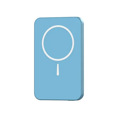 C10 5000mAh Magnetyczna Power Bank Ultra Cienki 15 W Bezprzewodowy Przenośny Ładowarka Z Wbudowanym Aluminium LED - Niebieski