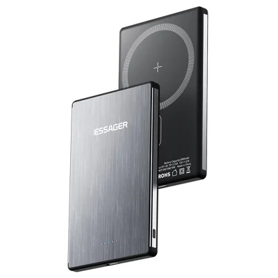 ESSAGER 5000mAh Magnetic Power Bank Ultra Slim Wireless Charging Battery Pack