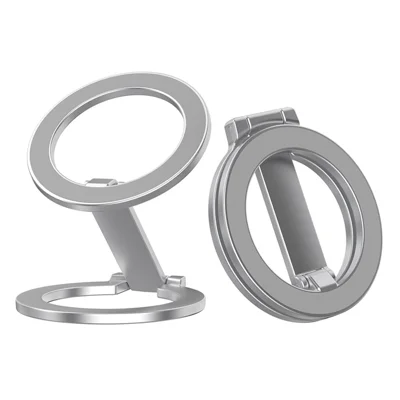 Alloy Folding Phone Holder Magnetic Car Desktop Phone Bracket With Iron Pad - Silver