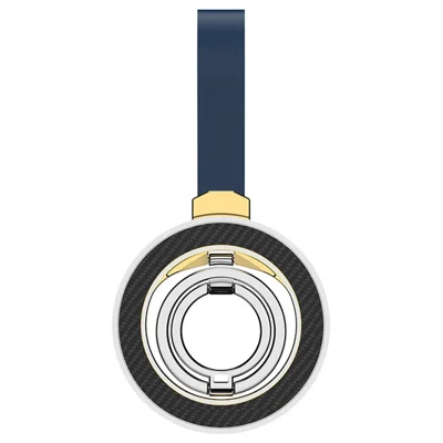 Zinc Alloy Silicone Magnetic Holder Ring Buckle Carbon Fiber Pattern Rotating Double-Sided Magnetic Phone Kickstand - Tarnish