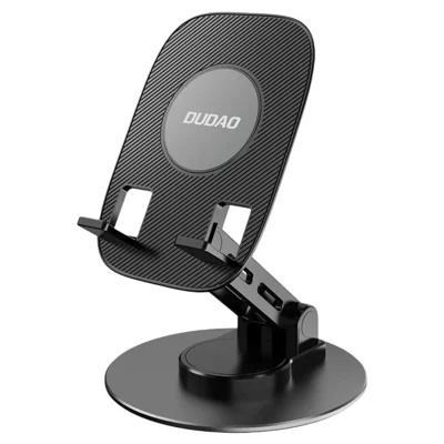 DUDAO F17s Foldable Tablet Holder ABS+Aluminum Alloy 360 Degree Rotatable Desktop Phone Stand - Black