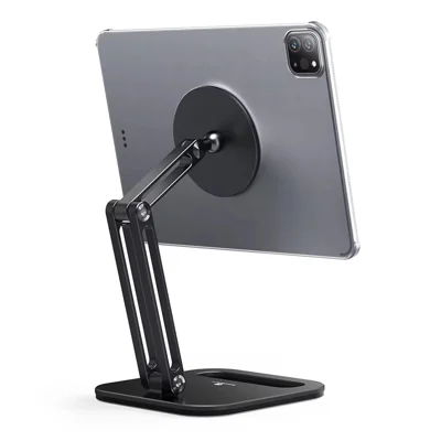 BONERUY C47 Magnetisk Tabletholder Dobbeltarm Foldbar Ståholder i Aluminiumslegering - Sort