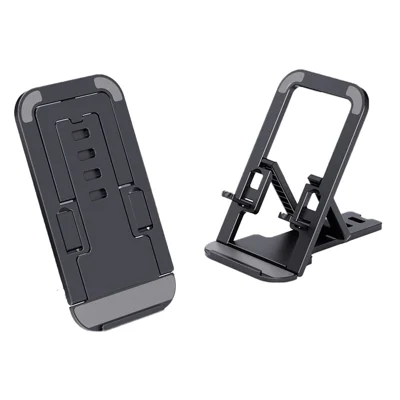 Foldable Phone Stand Card-Style ABS Adjustable 4 Angles Desktop Cellphone Holder - Grey