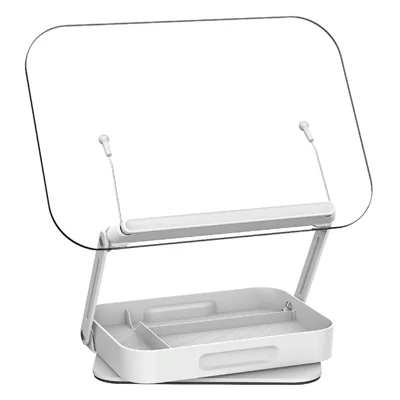 R22H Adjustable Rotating Laptop Tablet Book Holder Stand Foldable Reading Bracket with Bottom Storage Box