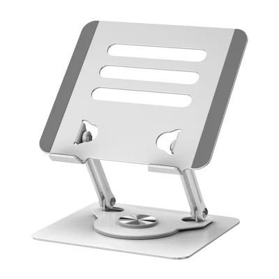 J61 12-17.3 inch Tablets Laptop Stand Height Adjustable Rotating Foldable Carbon Steel Notebook Desktop Holder Riser - Silver
