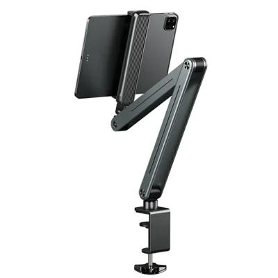 Suporte de Tablet Dobrável P86 de Liga de Alumínio, Braço Articulado de 360 Graus, Montagem Suspensa, Suporte de Tablet para Cama/Escrivaninha