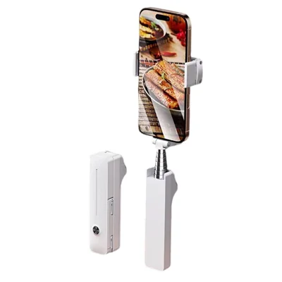 I6 Mini Bluetooth-kompatibler Handheld-Selfie-Stick mit 360°-Drehung, Selfie-Hilfsmittel für Outdoor-Fotografie – Weiß