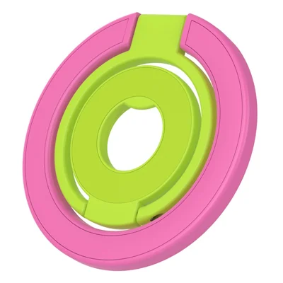 Magnetisk telefonringholder kompatibel med MagSafe Tre-folds 360 graders rotation stativ multifunktionsholder - Rose