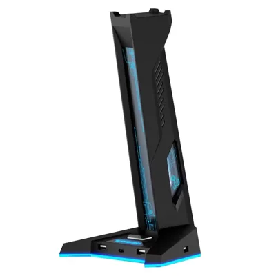 Черная подставка для игровых наушников H74 с RGB-подсветкой, 4 портами USB, USB Type-C, настольная станция с LED-подсветкой, держатель для гарнитуры