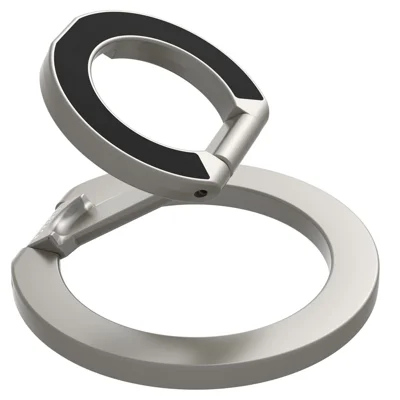 LEREACH LRFP-02 Magnetic Phone Ring Stand Dual Ring Rotating Phone Holder Grip - Silver