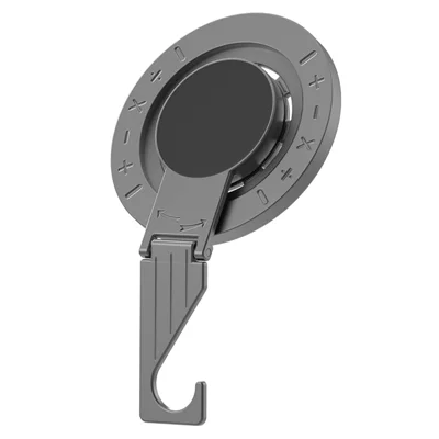 Multi-functional Magnetic Phone Stand Hook 360° Rotation Foldable Phone Ring Holder Buckle for iPhone Android - Black