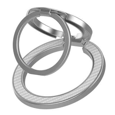 Magnetisk telefonringstativ kompatibel med MagSafe, foldbart kulstofstof rotation fingerbeslag - Sølv