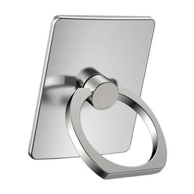 Suporte Multifuncional com Anel para Telemóvel, Base de Secretária com Adesivo, Pega Metálica para Dedo e Suporte - Prateado