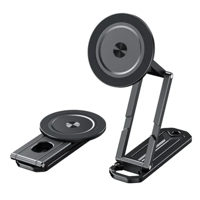 E18 Support de trépied pliable magnétique pour téléphone N52, trou fileté 1/4 de pouce pour diffusion en direct - Noir