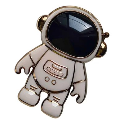 Soporte adhesivo para teléfono móvil con diseño de astronauta de dibujos animados enchapado en metal - Rosa