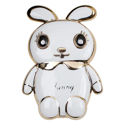 Suporte de Celular Adesivo com Desenho de Coelho Eletroplatinado - Branco