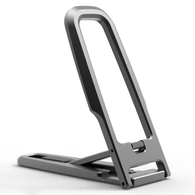 Aluminiumlegeret klæbrigt beslag til telefonholder, foldbar støtteben, mobilenhedsstøtte - Sort