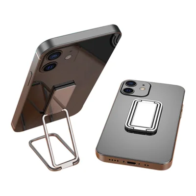Soporte de rotación de 360 grados para teléfono móvil / tableta de aleación de zinc con anillo de dedo plegable - Plata