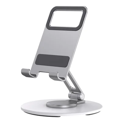 BONERUY L60 Mobiltelefonholder 360-graders roterende tablet- og telefondock af aluminiumslegering - Sølv