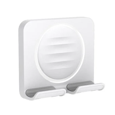 Soporte para teléfono móvil de pared multifuncional B86 con función de rotación, de ABS+Silicona, para escritorio - Blanco