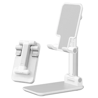 DEVIA ES054 Foldable Phone Stand Height Adjustable Cell Phone Holder Desktop Dock for iPhone 16 / 16 Plus / 16 Pro / 16 Pro Max - White