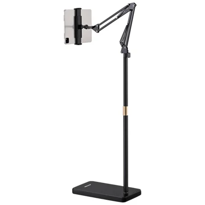 JOPREE L10PRO 1,6 m Support Ajustable au Sol en Acier au Carbone + ABS avec Pince de Bureau pour Téléphone / Tablette 4-13 Pouces - Noir