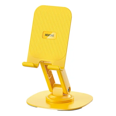 WEKOME Life Series WA-SL03 Foldable Phone Stand ABS+Silicone Rotatable Desktop Cradle Dock - Yellow