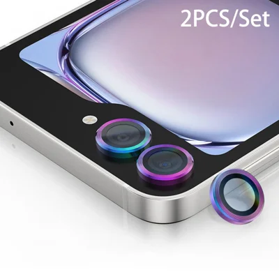 2 Pezzi / Set per Samsung Galaxy Z Flip7 5G Protezione Obiettivo Fotocamera AR Anti-Riflesso in Vetro Temperato con Anello in Alluminio - Colorato