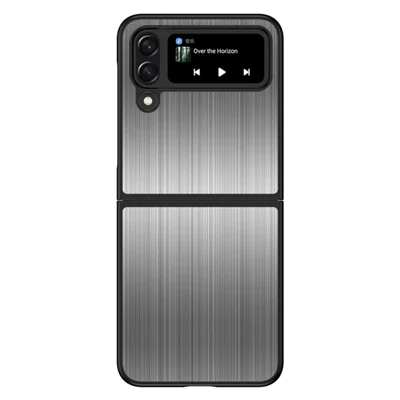 For Samsung Galaxy Z Flip4 5G Stainless Steel + PC Hybrid Case Shockproof Folding Phone Cover - Black
