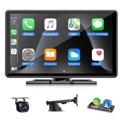 W525 9-Inch 2.5D IPS Touchscreen Car Stereo, Wireless CarPlay and Android Auto, with AHD Rearview Camera - Black