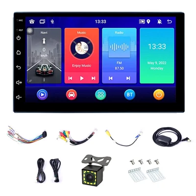 R-730F 7 inch Android 12 Car GPS Navigation 2G+16GB WIFI Car Stereo with 12LED Backup Camera