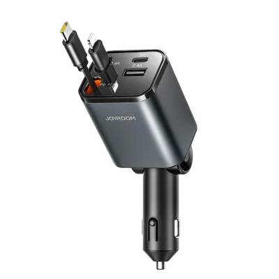 JOYROOM CCL05 Ładowarka samochodowa 4 w 1 z szybkim ładowaniem 65 W i wyciąganymi kablami typu C