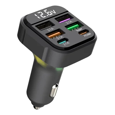 K35 Car Charger 3.1A QC3.0 Fast Charging Adapter Cigarette Lighter Charger USB Ports