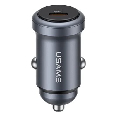 USAMS CC321 Car Charger PD 30W Fast Charging Single Port Aluminum Alloy Mini Cigarette Lighter Charger for Vehicle