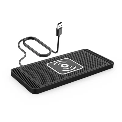 Chargeur Sans Fil Portable pour Voiture en Silicone Anti-dérapant, 15 W, Norme Qi, Charge Rapide pour Huawei, iPhone, Samsung - Interface USB