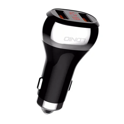 LDNIO C2 Dual QC3.0 Kfz-Ladegerät 36 W Dual-USB-Anschlüsse LED-Anzeige Batterieüberwachung Schnellladung Zigarettenanzünder Kfz-Adapter – Schwarz