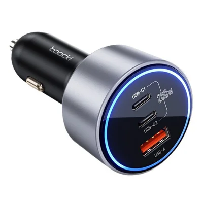 TOOCKI SD-033-9 Dual USB-C + USB-A Car Charger 100W PD3.0 Fast Charging Power Adapter for Car Vehicle - Black