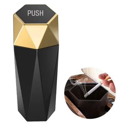 OUDEW Car Maste Dan Mit Deckel Mini Waschfahrzeug Mülleimer Desktop -mittelkonsole Müllmüll Veranstalter - Gold