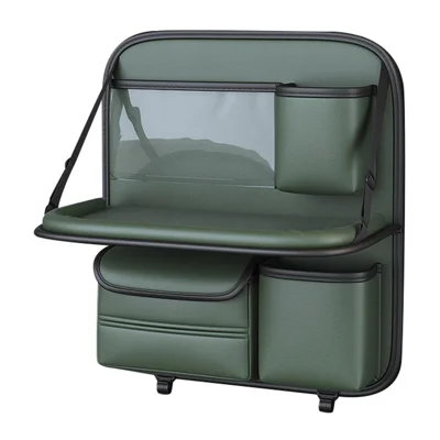 Waterproof Car Seat Back Organizer Hanging Storage Bag with Foldable Tray - Green