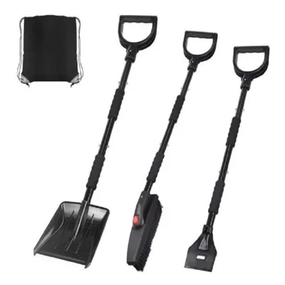 MAIZELAI 3 en 1 Rascador de hielo desmontable Quitanieves Raspador de parabrisas Cepillo de nieve Pala quitanieves Juego de accesorios para coche